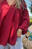 Sandbar Linen Blend Pop Over Shirt Rioja